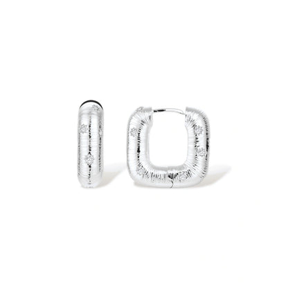 Reyna Textured Hoop Earrings, silver-tone textured hoops, front view