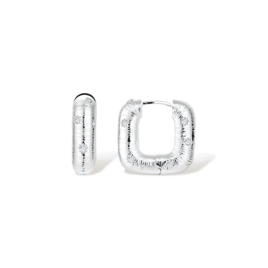 Reyna Textured Hoop Earrings, silver-tone textured hoops, front view