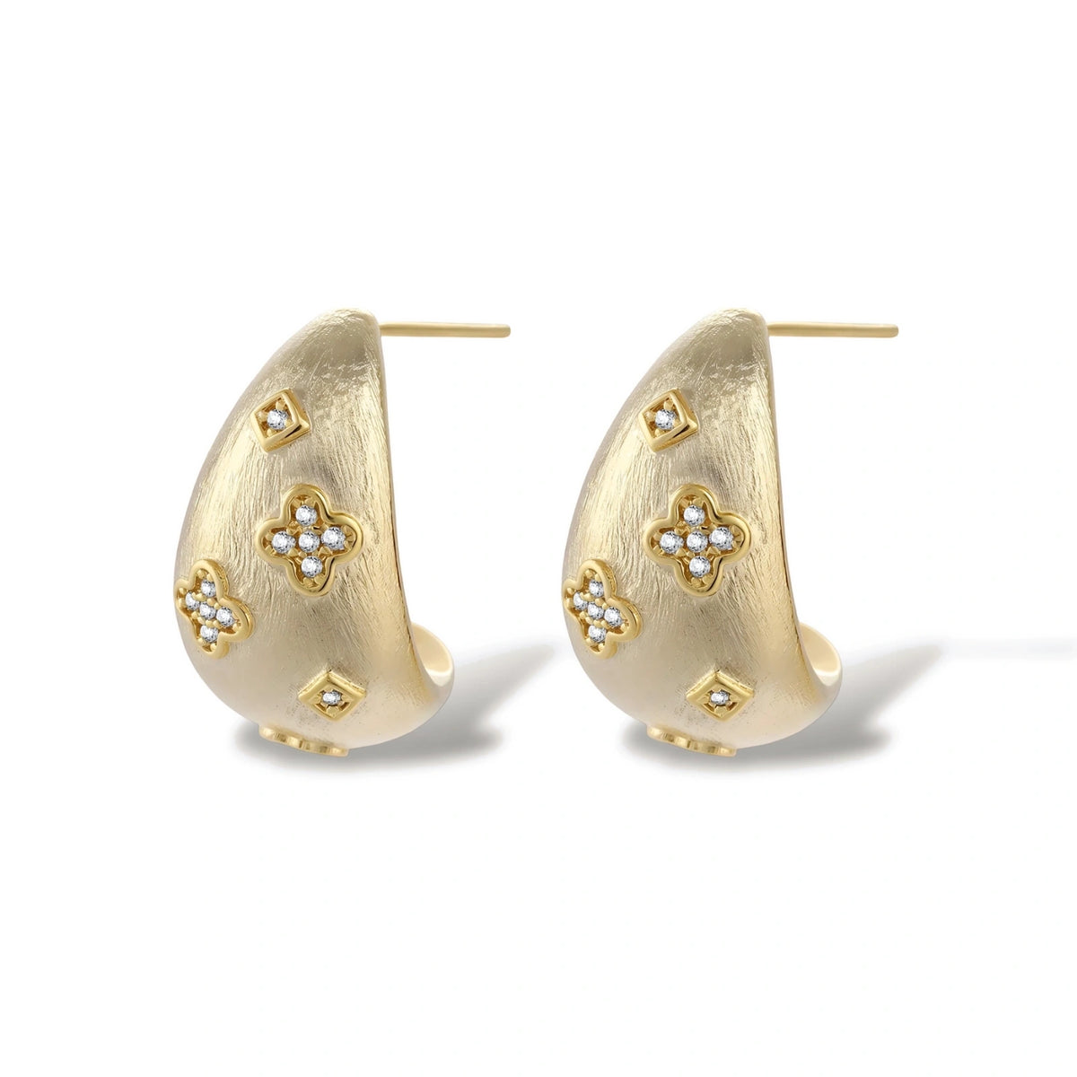Clementine Clover Teardrop Earrings, alternate angle