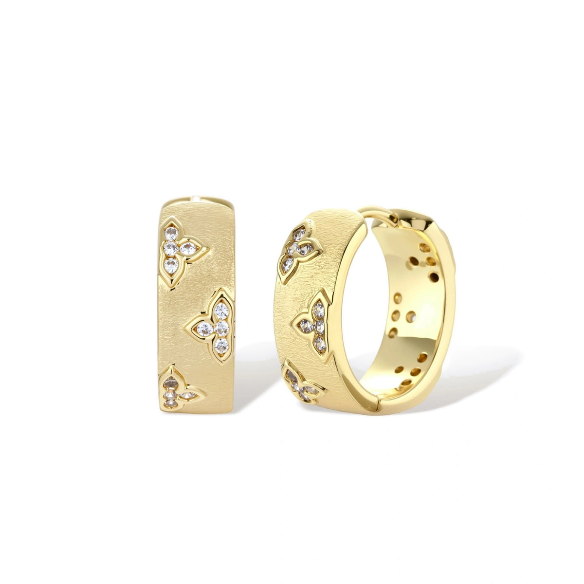 Georgiana Bloom Hoop Earrings, gold-tone floral hoop earrings, front view