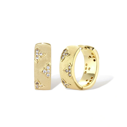 Georgiana Bloom Hoop Earrings, gold-tone floral hoop earrings, front view